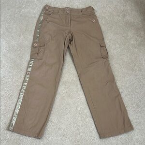 Sexy Vintage INC International Concepts Tan With Satin Striped Cargo Pants Sz 8